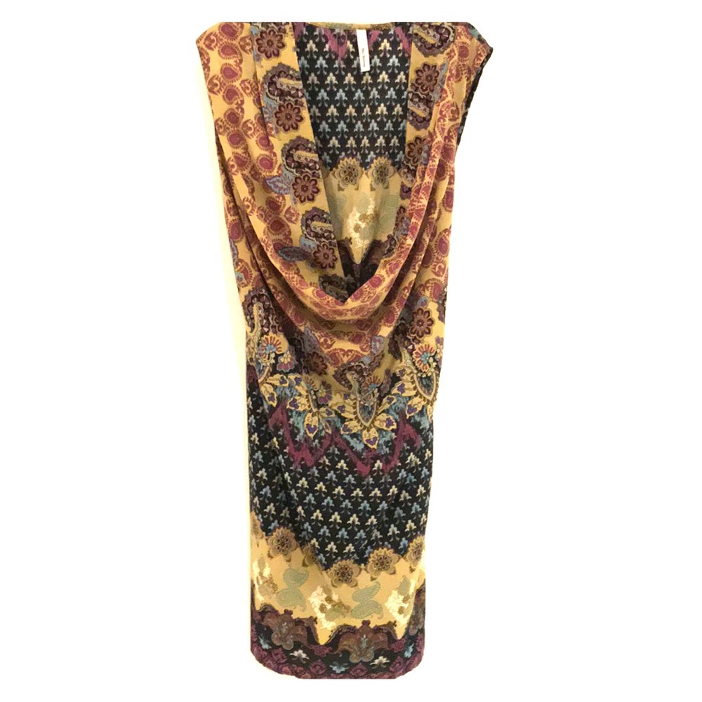Cowl Neck Multi Print Dress
